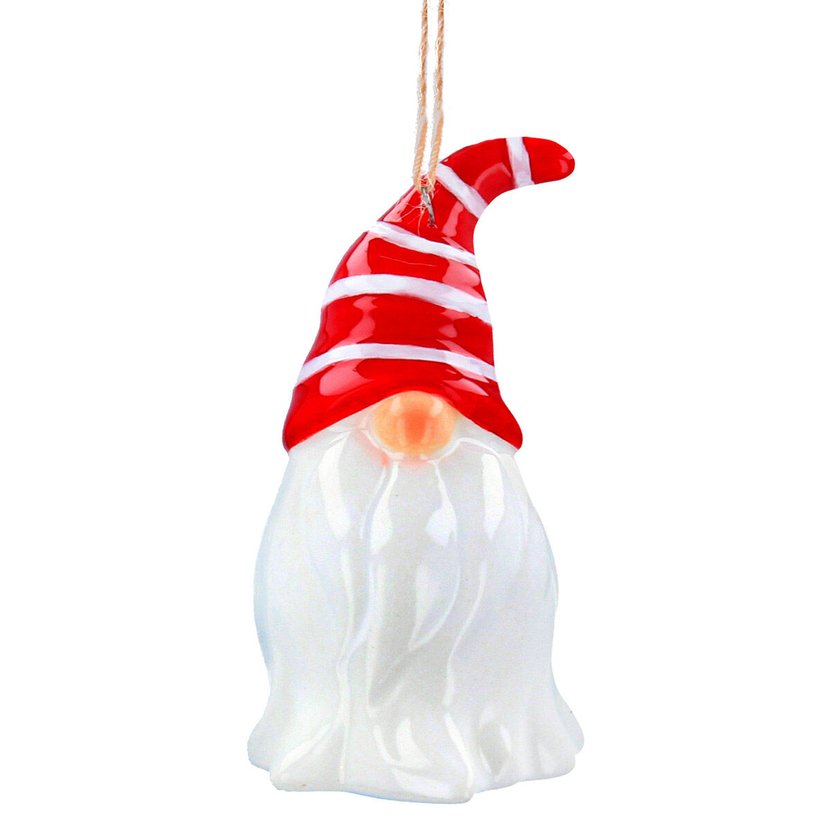 Gisela Graham Red and White Ceramic Hanging Santa