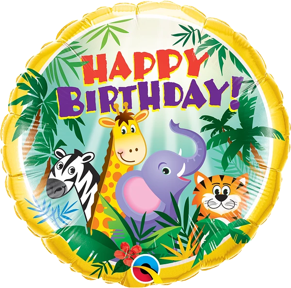 Qualatex Happy Birthday Jungle Friends Foil Balloons