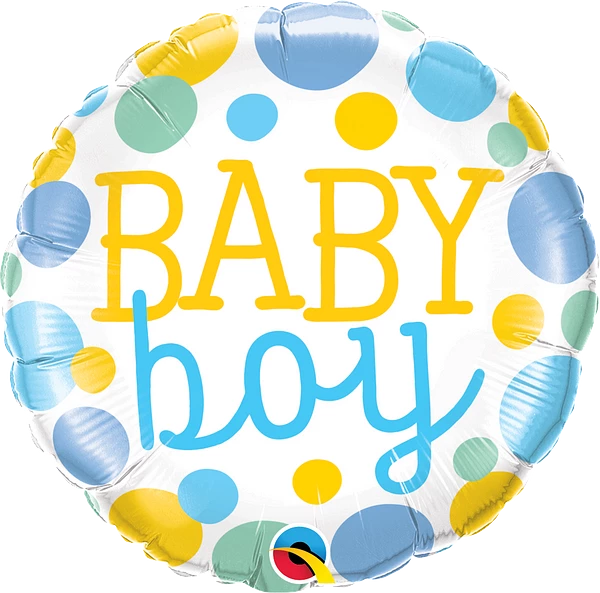 Qualatex Baby Boy Dots Foil Balloon