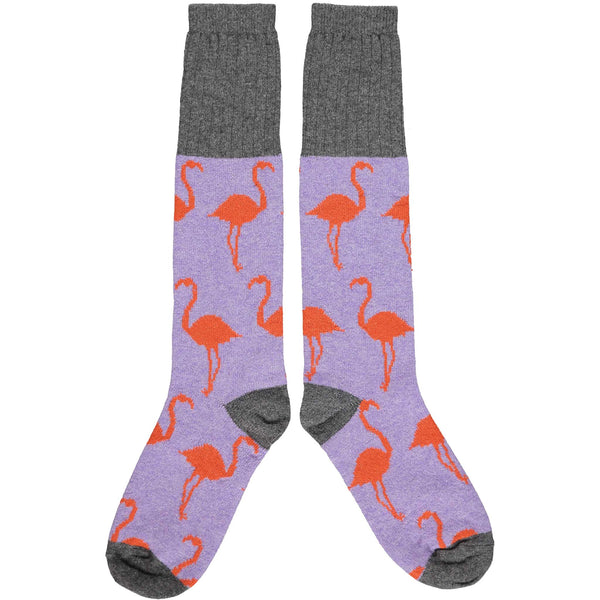 Catherine Tough Ladies Lambswool Knee Socks - Flamingo Lilac