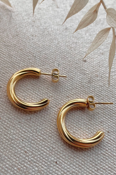 Little Nell Gold Plated Twist Hoop Earrings