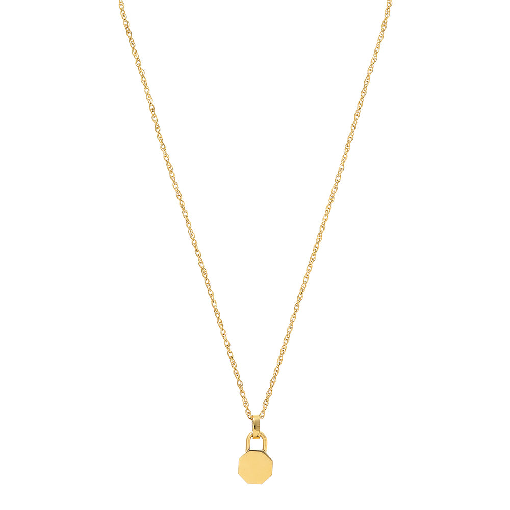 Luxe Faceted Hexagon Charm Necklace - Gold