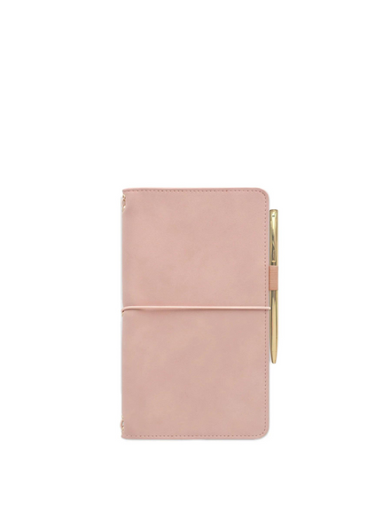 Blush Pink Vegan Suede Leather Folio