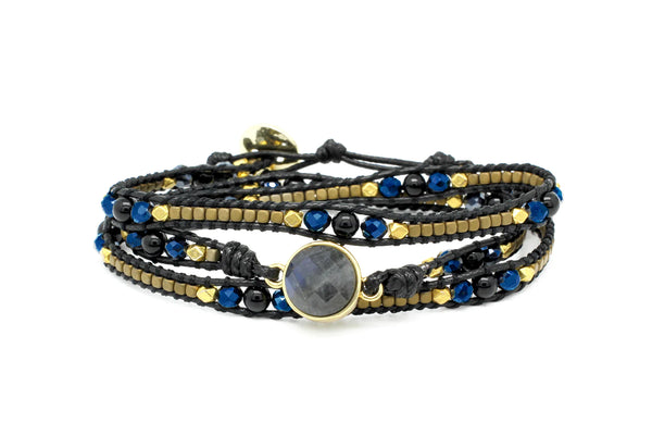 Midnight Gemstone Wrap Bracelet