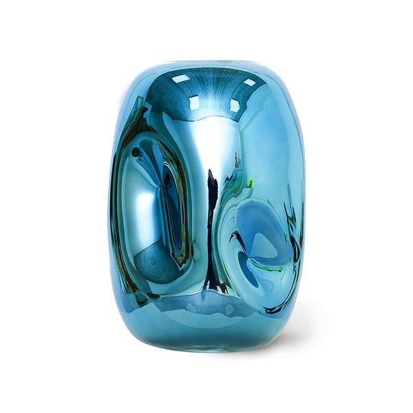 HK Living | Objects: Glass Vase - Blue Chrome
