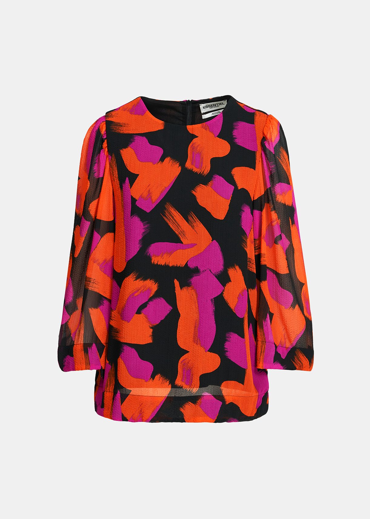 Red Cranberry Printed Trumpet Sleeve Top