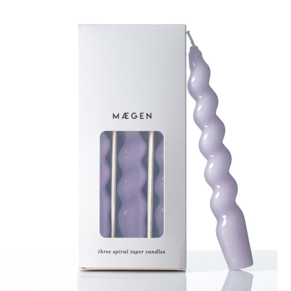 Maegen Lilac Spiral Tapered Candle - Set of 3