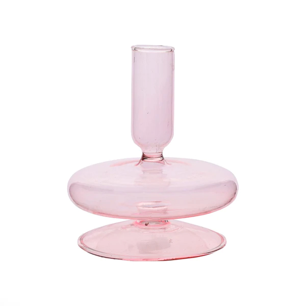 Soft Pink Glass Candle Holder