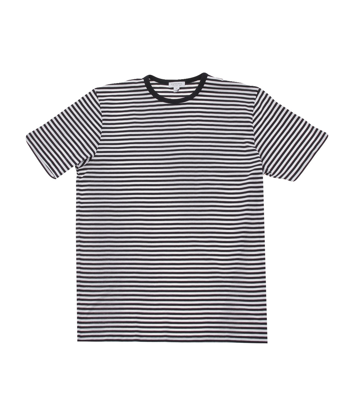 Small White and Navy Ss Crew Neck T-shirt