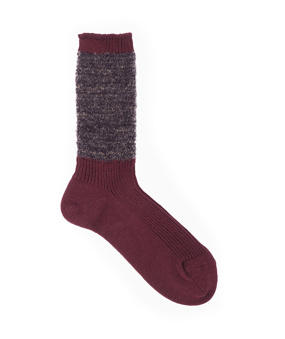 One Size Burgundy Mohair Boucle Socks