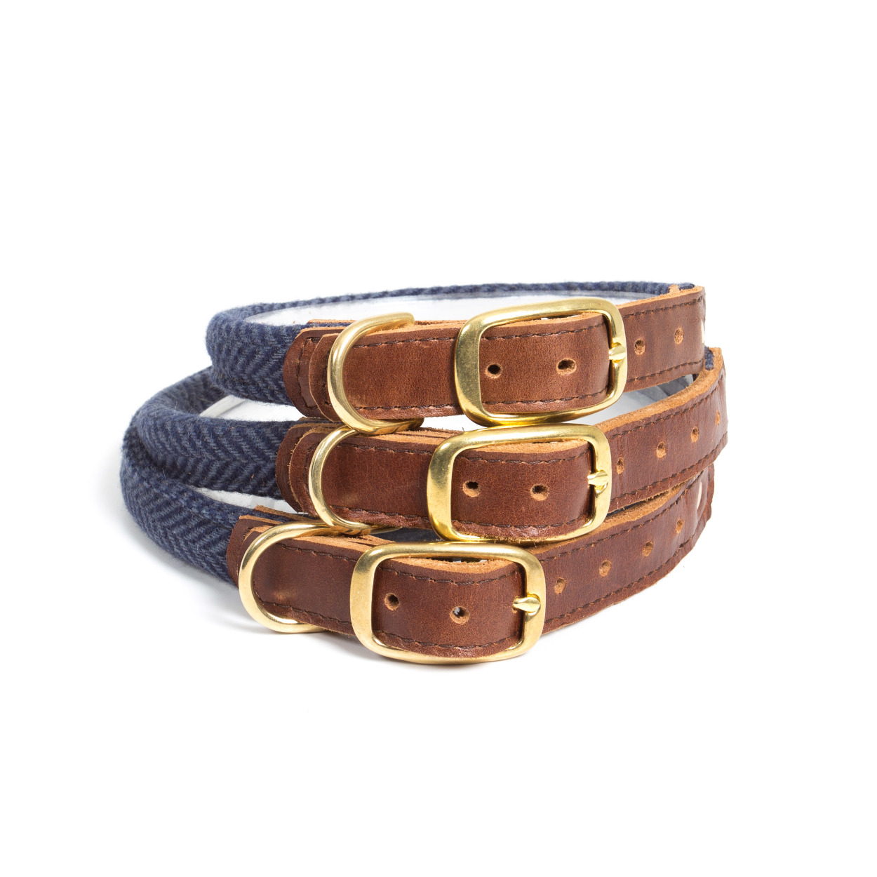 Rolled collar herringbone navy small