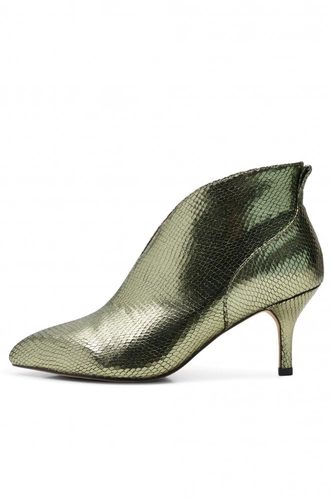 Valentine Snake Boot In Silver Olive