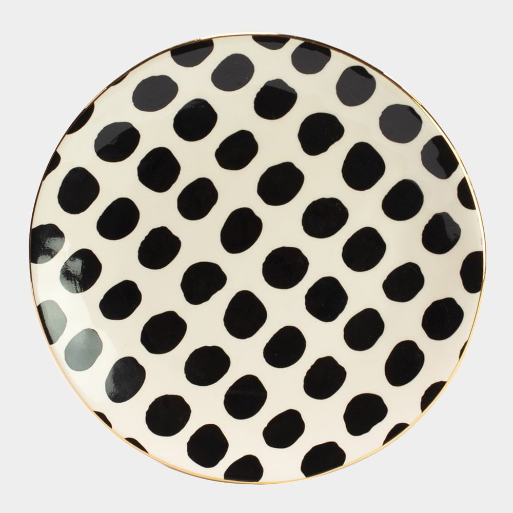 Olsson & Jensen Set of 6 Vigdis Plates with black dots 