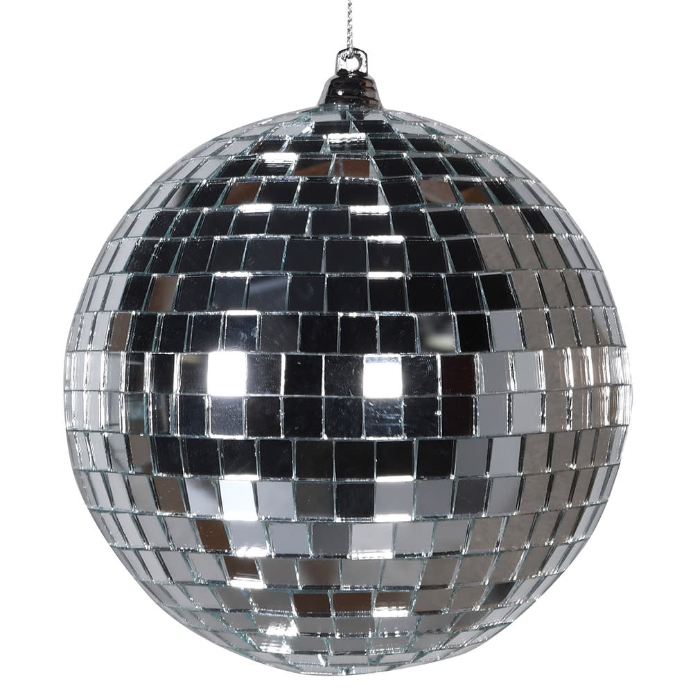 Silver Hanging Disco Ball Bauble 