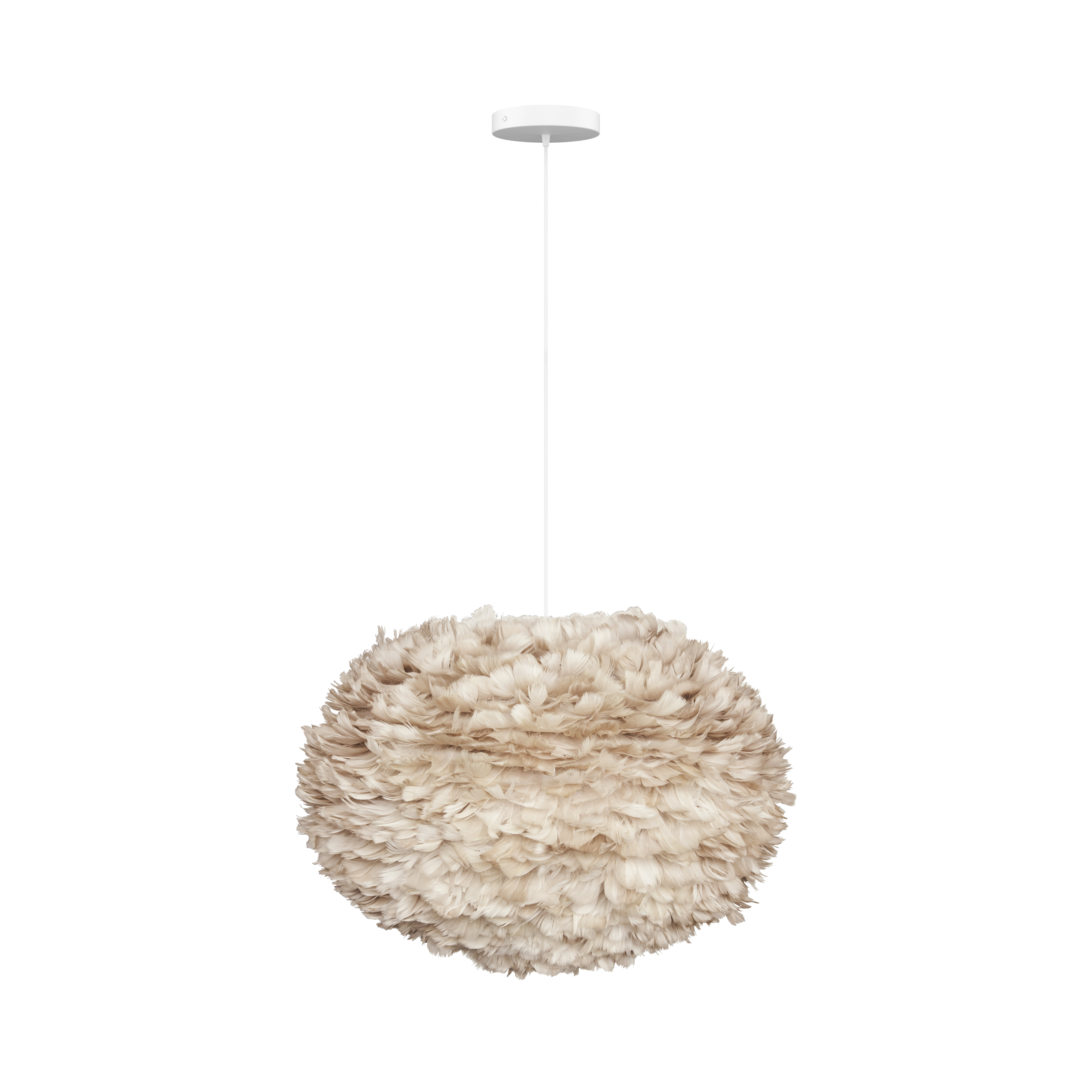 UMAGE Large Light Brown Feather Eos Pendant Shade with White Rosette Cord Set