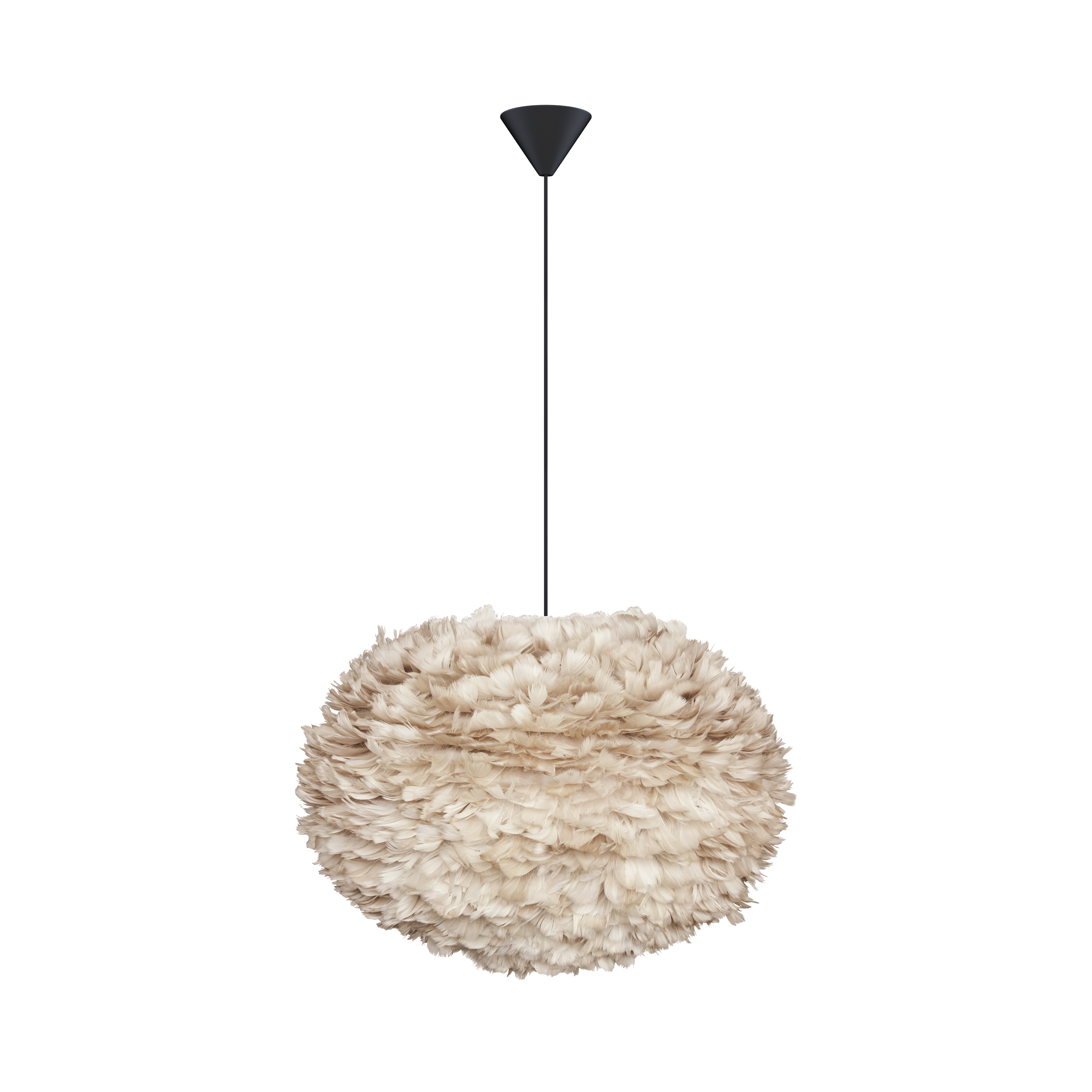 UMAGE Large Light Brown Feather Eos Pendant Shade with Black Cord Set