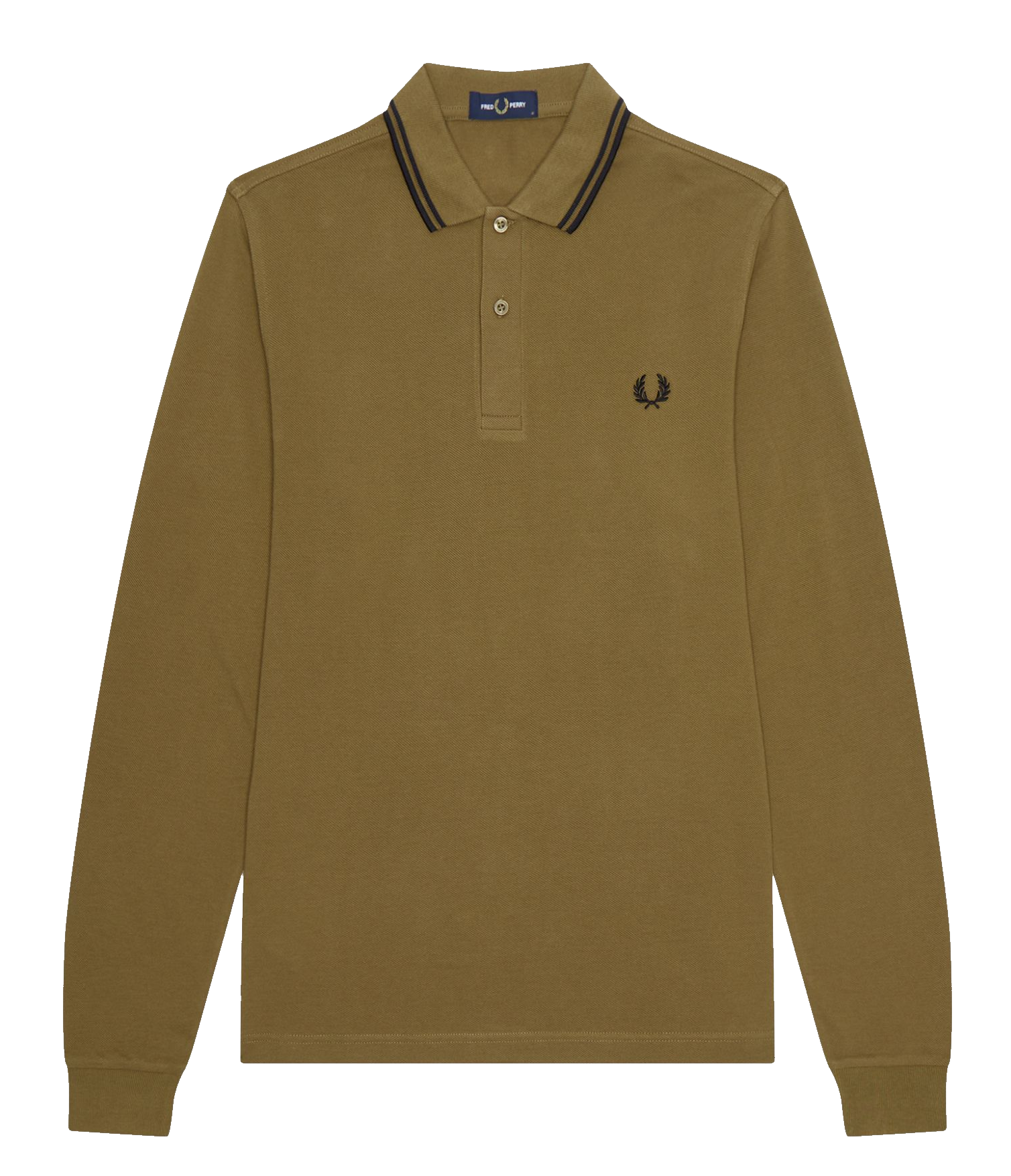 Fred Perry Authentic Long Sleeved Twin Tipped Polo Shaded Stone & Black