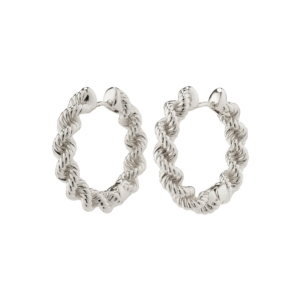 Annika Rope Chain Hoop Earrings - Silver