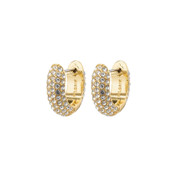 Lona Chunky Crystal Hoop Earrings - Gold