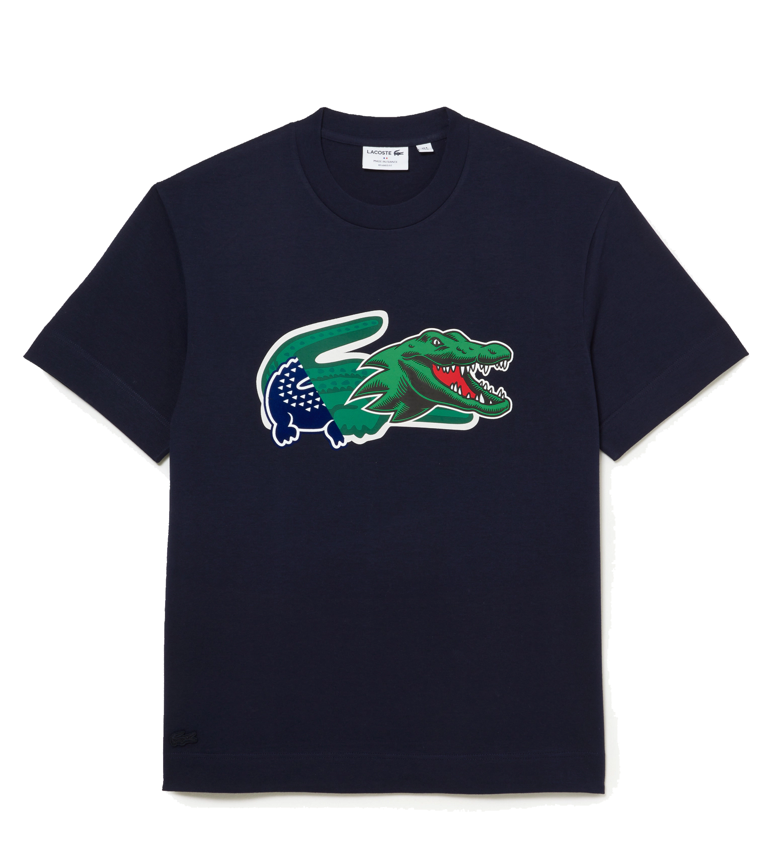 Lacoste Holiday Relaxed Fit Oversized Crocodile Print Tee Navy