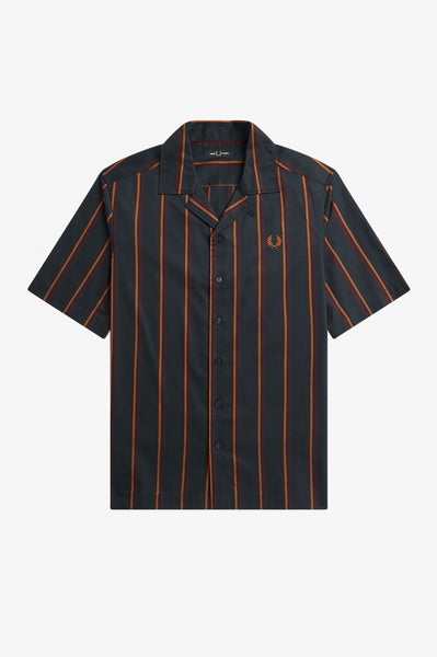 Fred Perry Striped Revere Collar Shirt - Navy