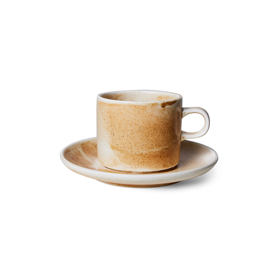 Home Chef Cup & Saucer - Rustic Cream & Brown