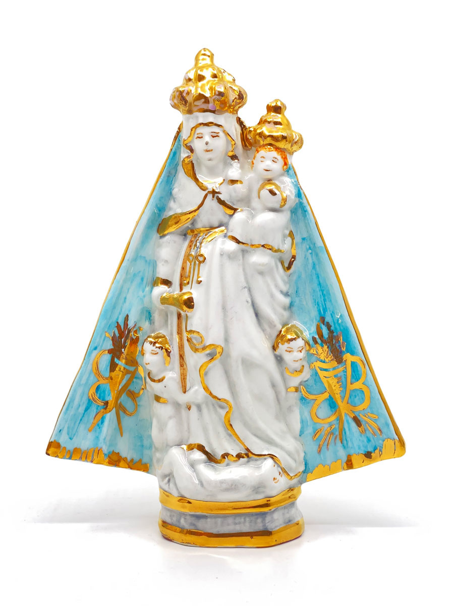 Madonna with child ceramics with gold 20 cm