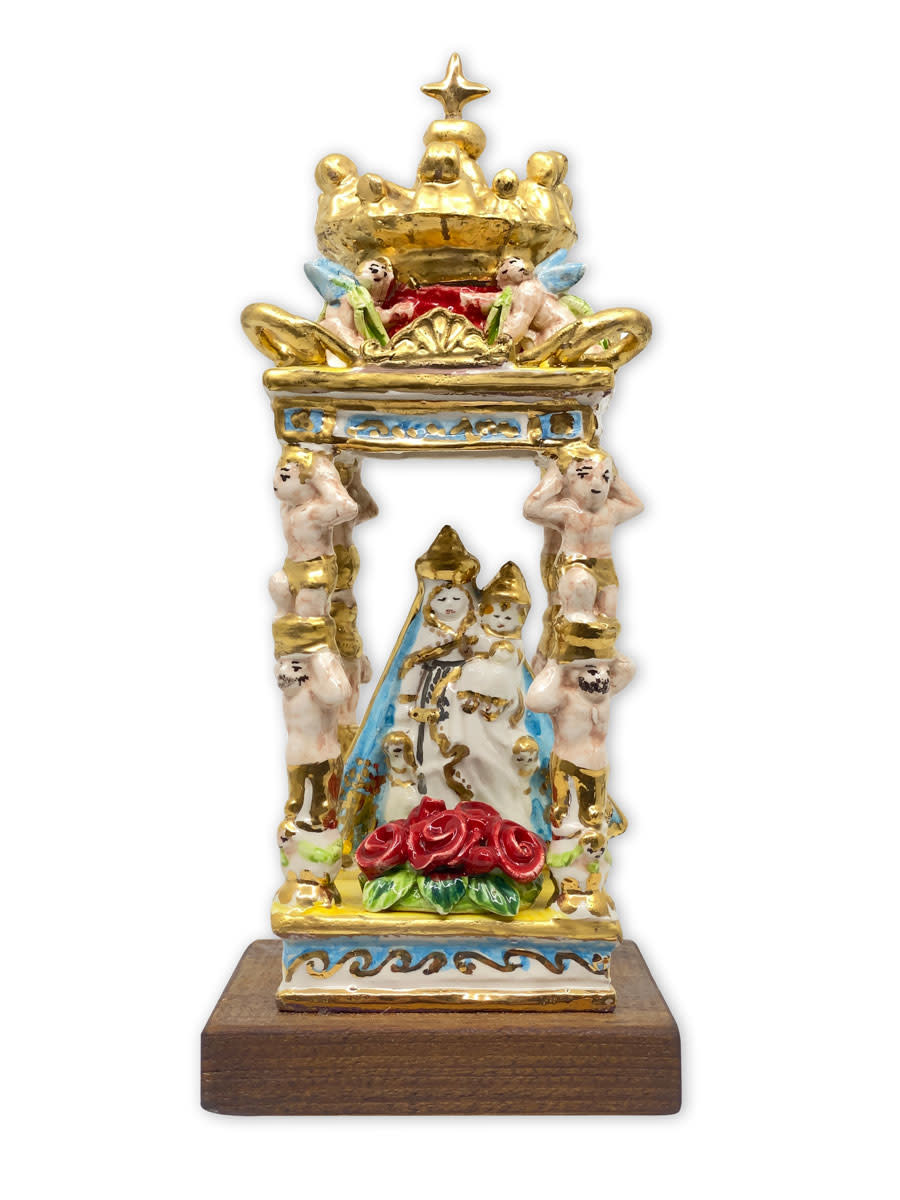 Madonna Vara in shrine with real gold 25cm