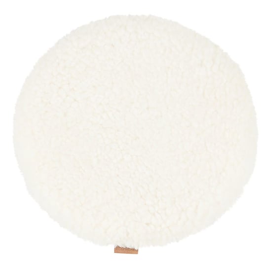 White Wool Round Padded Seat Cushion