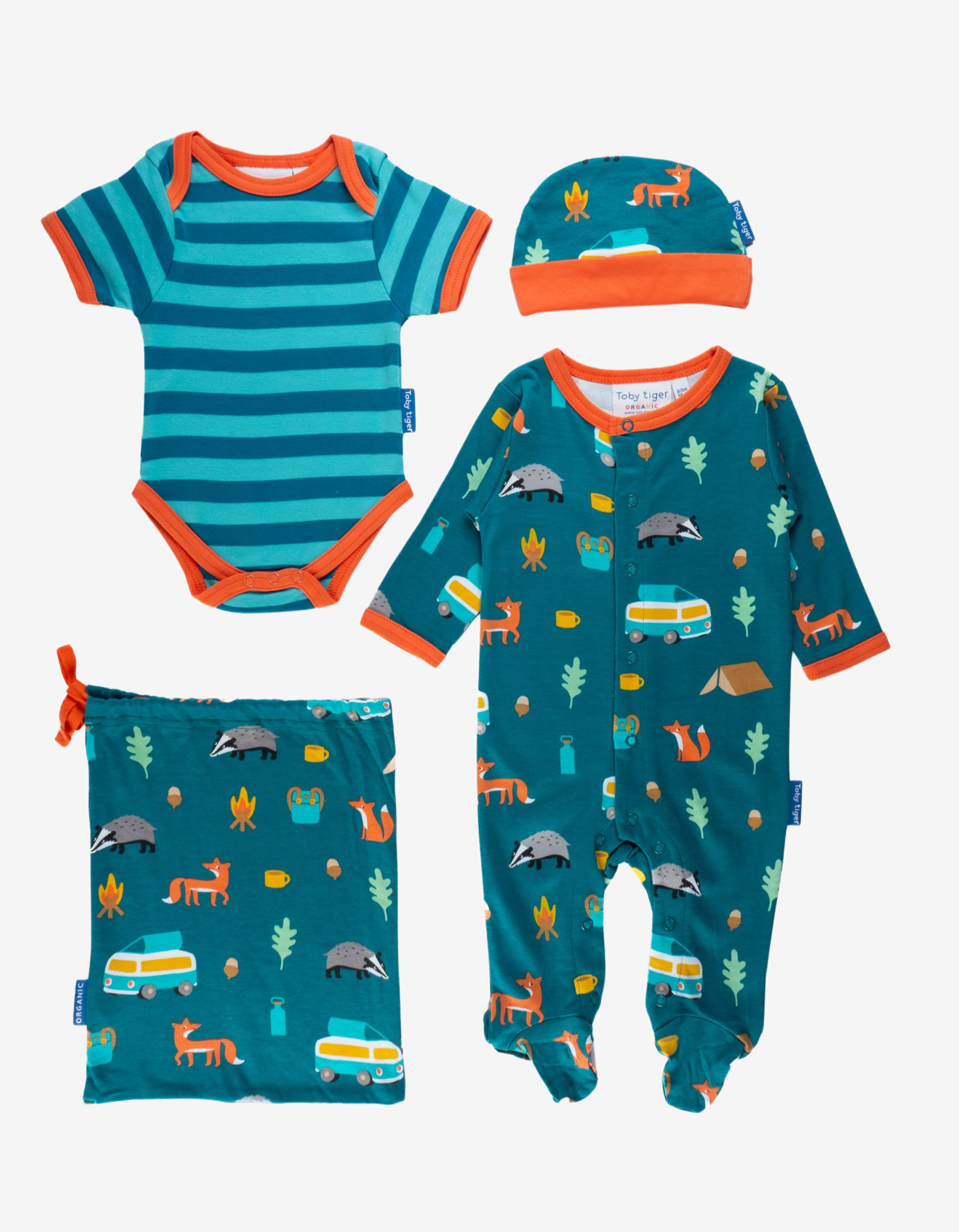 Organic Campervan Printed Babywear Gift Set