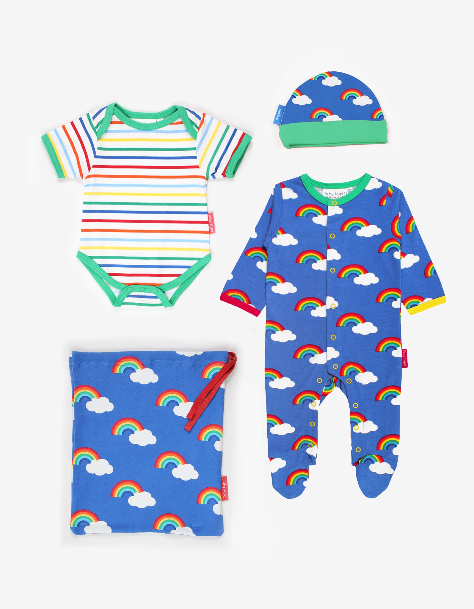 Organic Rainbow Printed Babywear Gift Set