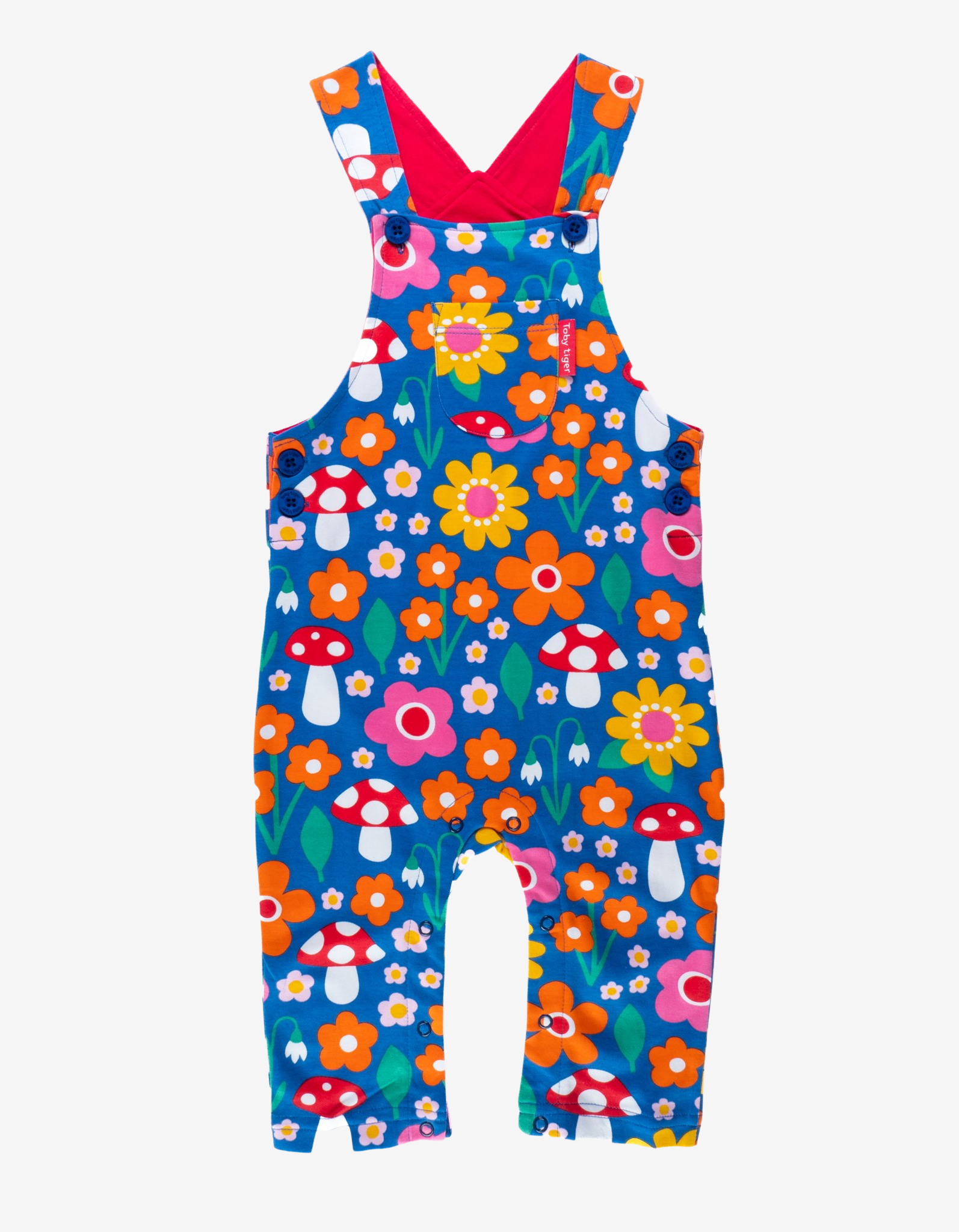 Organic Floral Mushroom Printed Dungarees