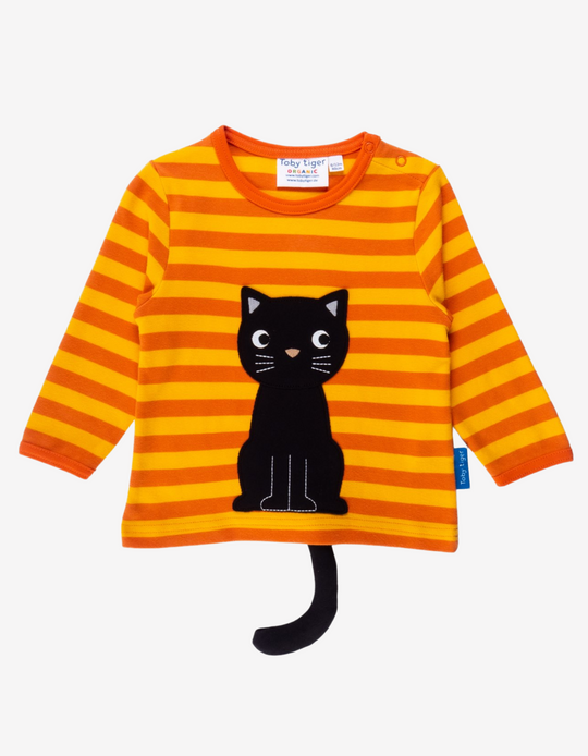 Organic Black Cat Applique T Shirt