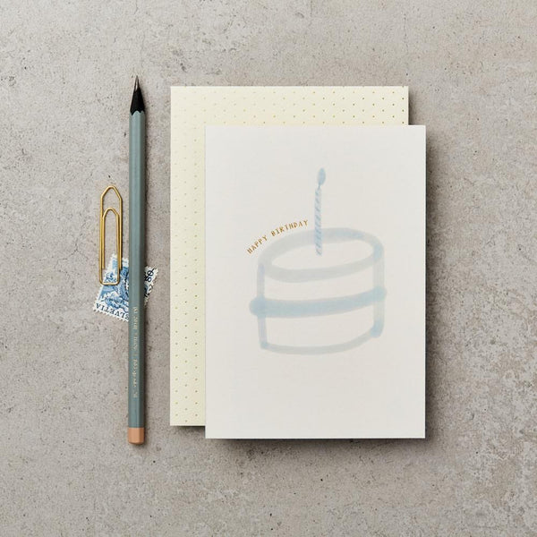 Card - Happy Birthday Cake - Blue