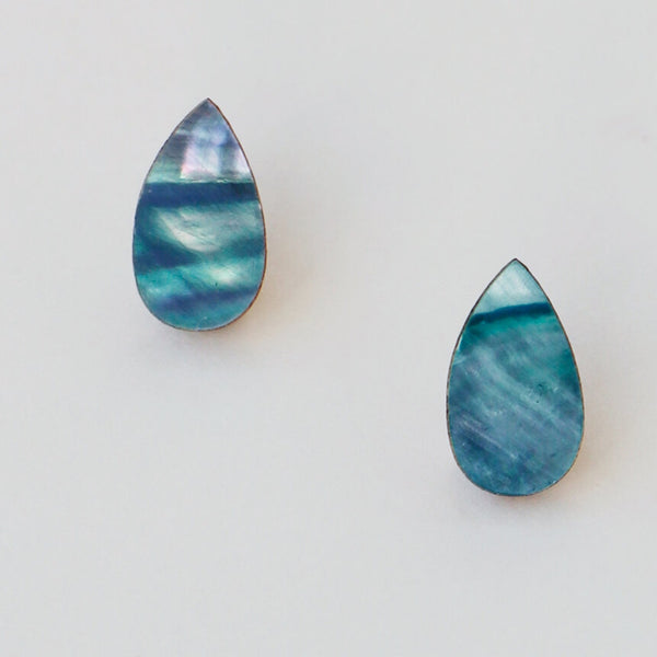 Wolf & Moon Sea Blue Raindrop Stud Earrings