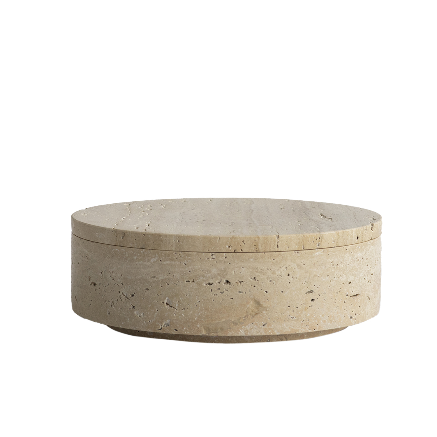 Kiwano Concept Travertine Cylinder Bowl With Lid