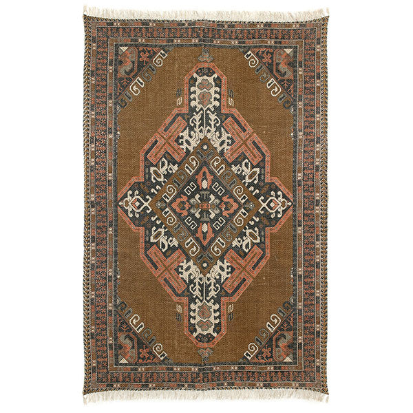 Printed Cotton/jute Stonewashed Rug