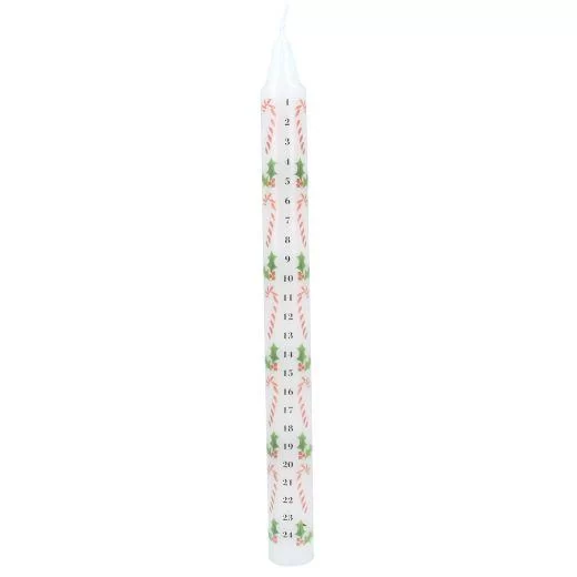 Gisela Graham Advent Candle - Candy Cane And Holly