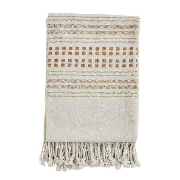 Caramel and White Recycled Cotton Throw