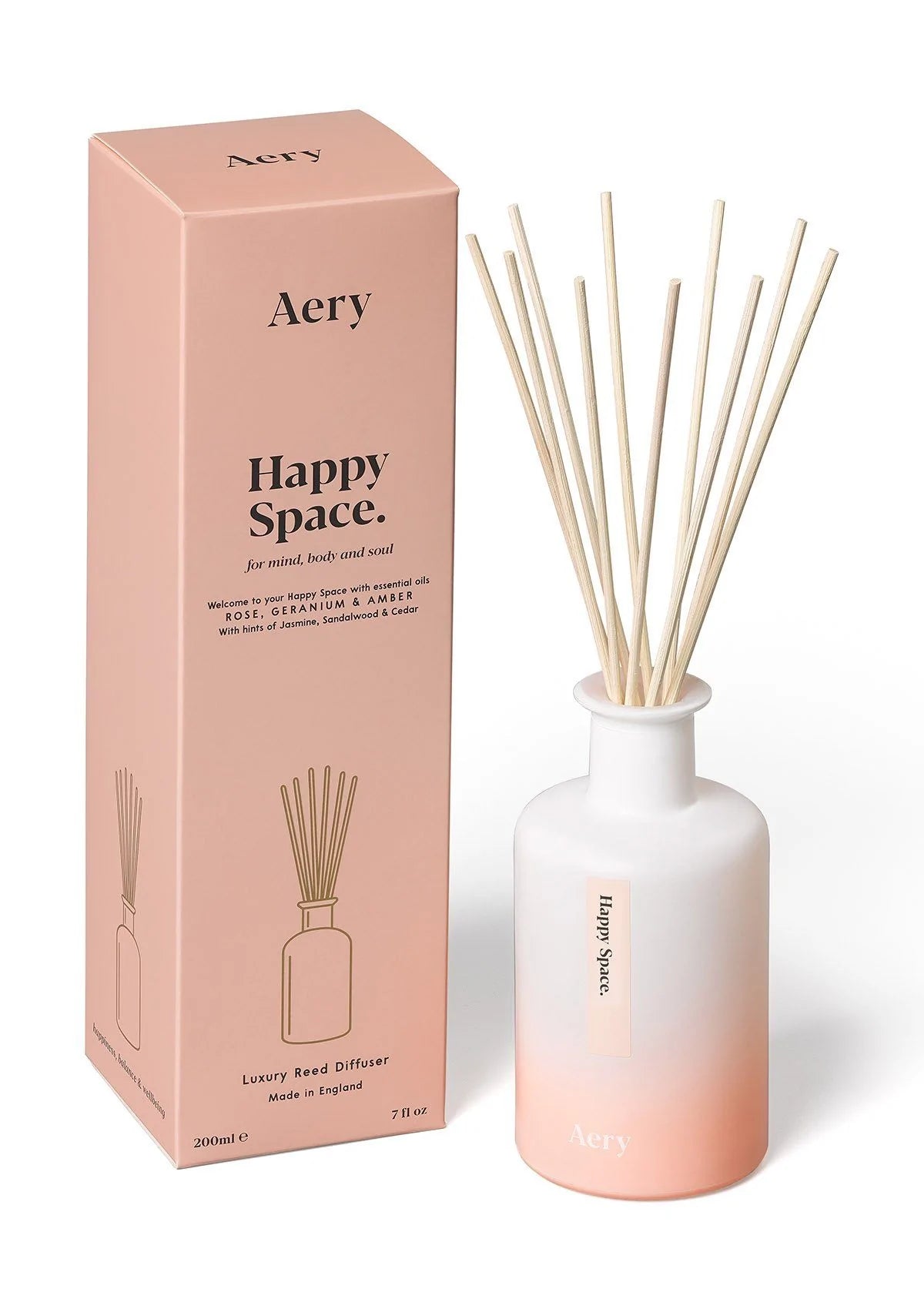 Happy Space Reed Diffuser - Rose Geranium And Amber