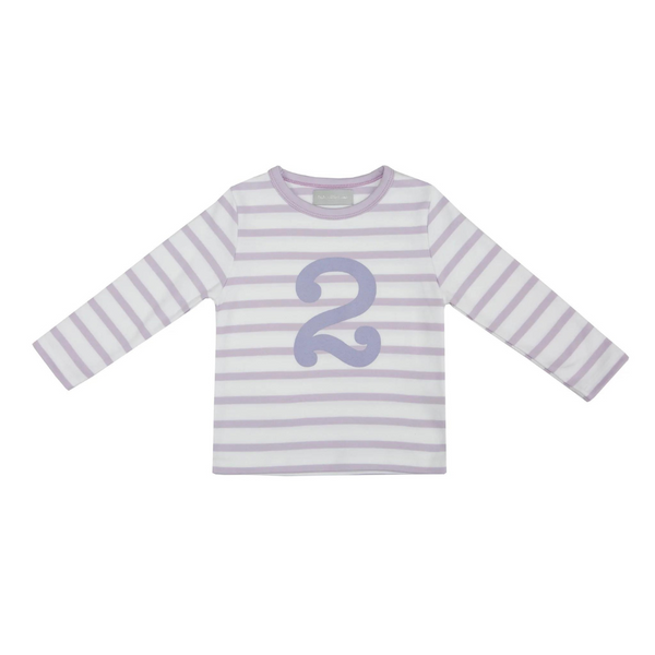 : Parma Violet & White Breton Striped Number 2 T-shirt