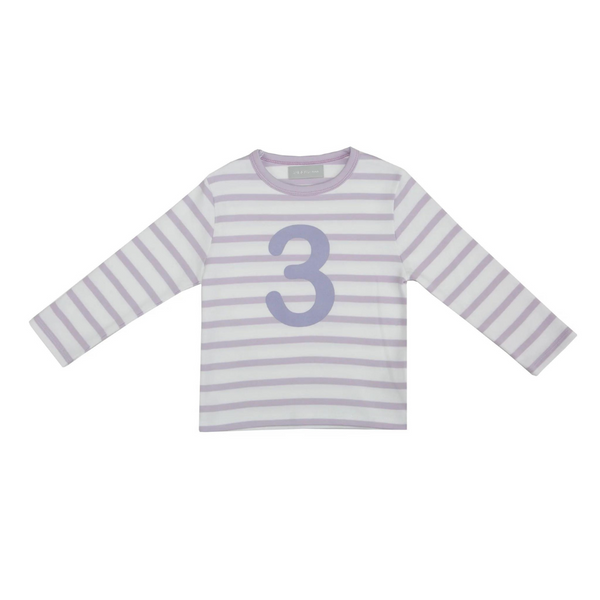 : Parma Violet & White Breton Striped Number 3 T-shirt