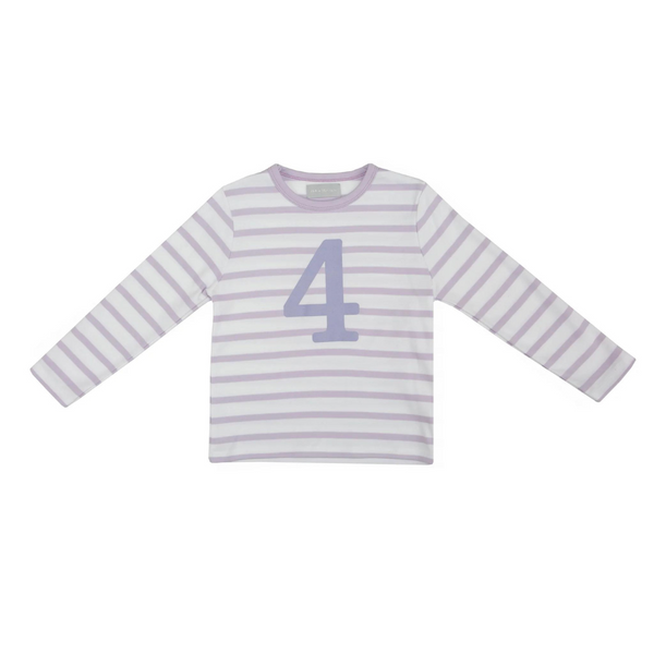 : Parma Violet & White Breton Striped Number 4 T-shirt