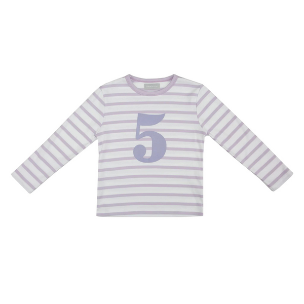 : Parma Violet & White Breton Striped Number 5 T-shirt