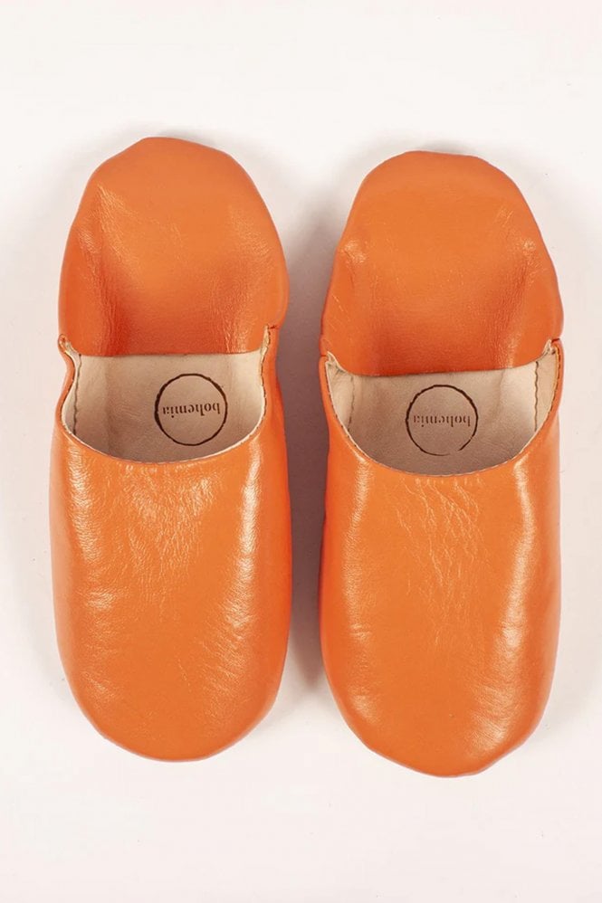 Leather Babouche Basic Slipper In Orange