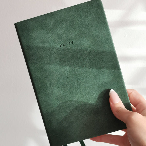 Personalised Notebook Vegan Leather - A5 In Forest Green