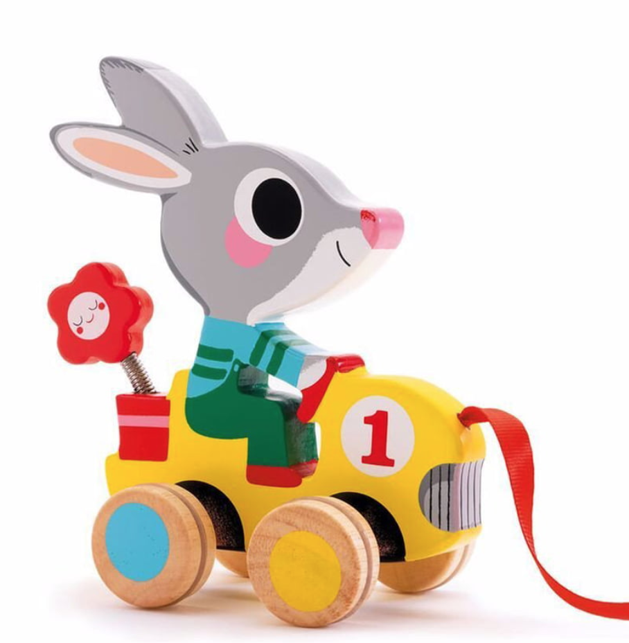 Djeco  Roulapic Pull Along Wooden Rabbit Toy Age !8m + 
