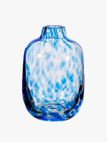 Small Blue Speckled Glass Vase