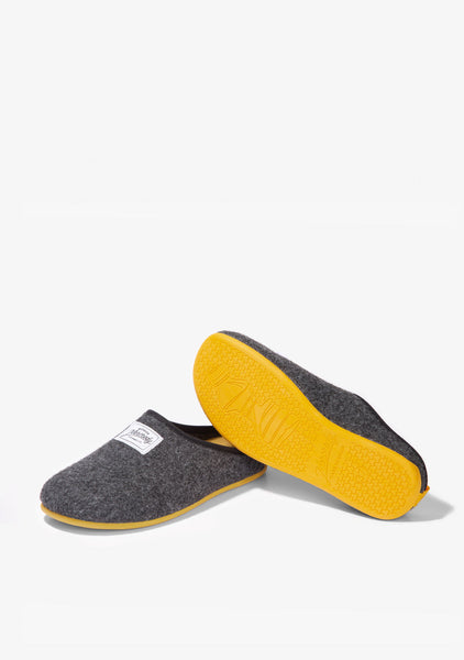 Recycled Felt Slippers Black/yellow