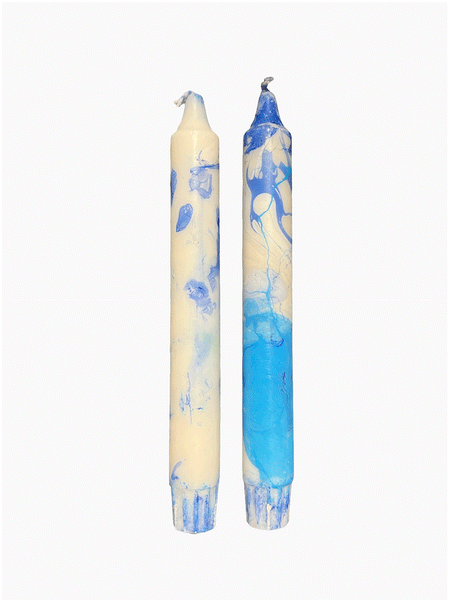 Pack Of 2 Marble Silu Candles - Blue